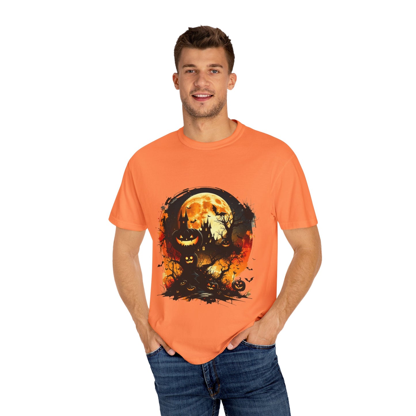 Halloween Moon Graphic T-shirt, Unisex Spooky Shirt, Fall Outfit, October Fest Tee, Halloween Party Wear, Trick or Treat T-shirt
