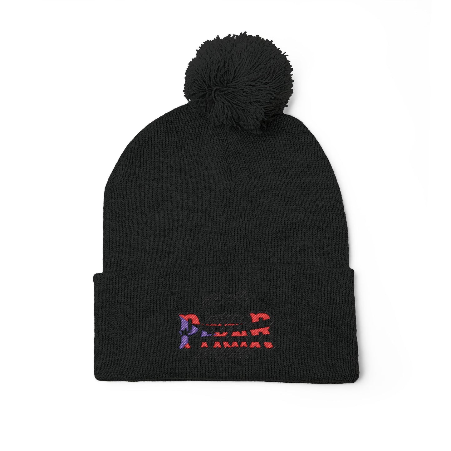 Puerto Rico–inspired hat  Embroidered Pom-Pom Knit Cap