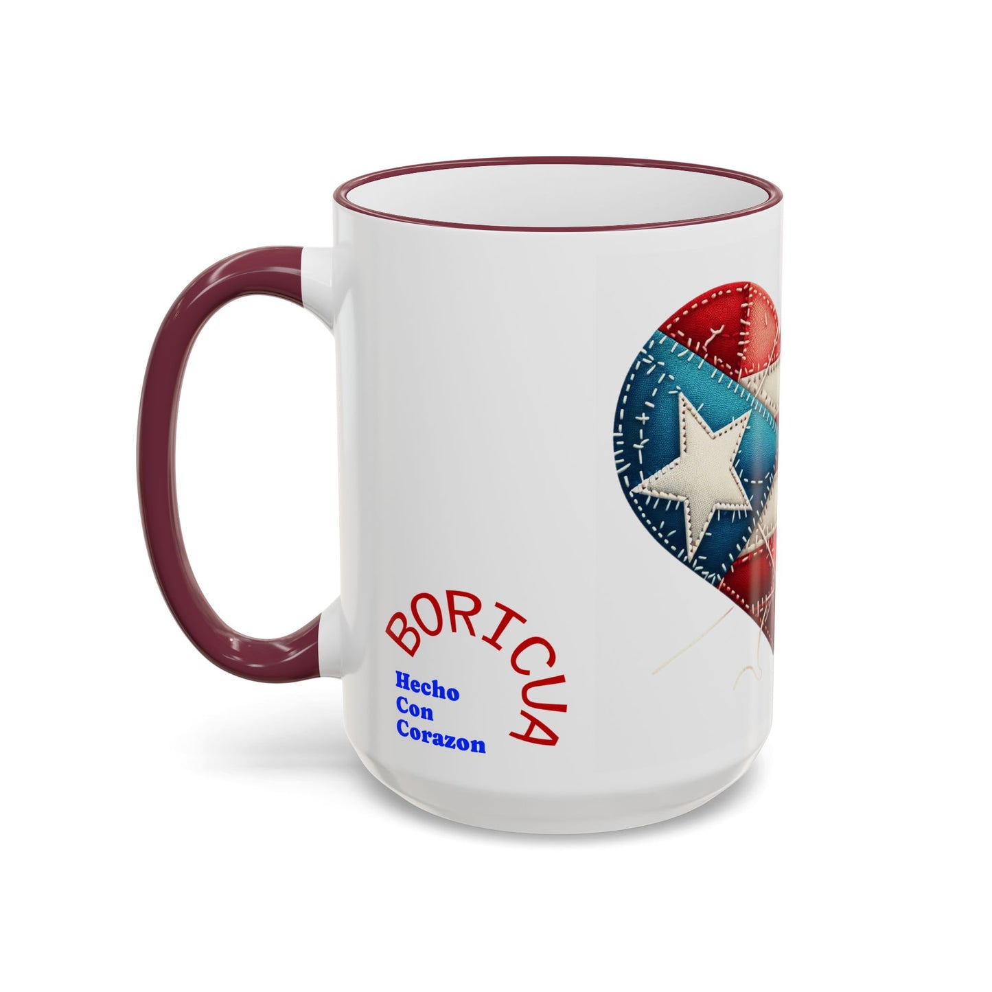 Puerto Rico Flag Heart Accent Rim Mug — Patriotic Coffee Cup (11oz/15oz)
