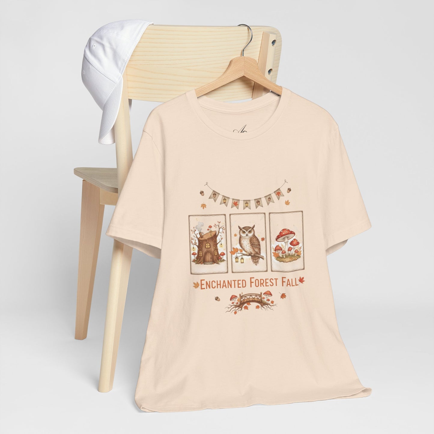 Enchanted Forest Fall Tee, Cute Owl Shirt, Autumn Graphic Tee, Nature Lover Gift, Cozy Fall Apparel, Wildlife T-Shirt, Unisex Fall Top