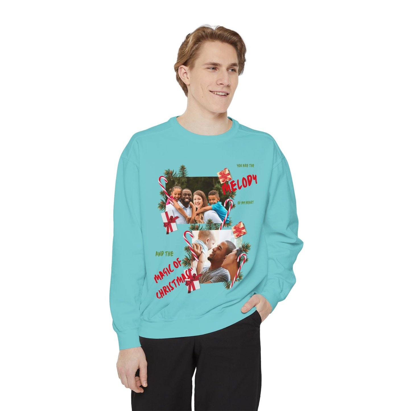 Personalized Christmas Photo Sweatshirt – “You Are the Melody” Holiday Crewneck