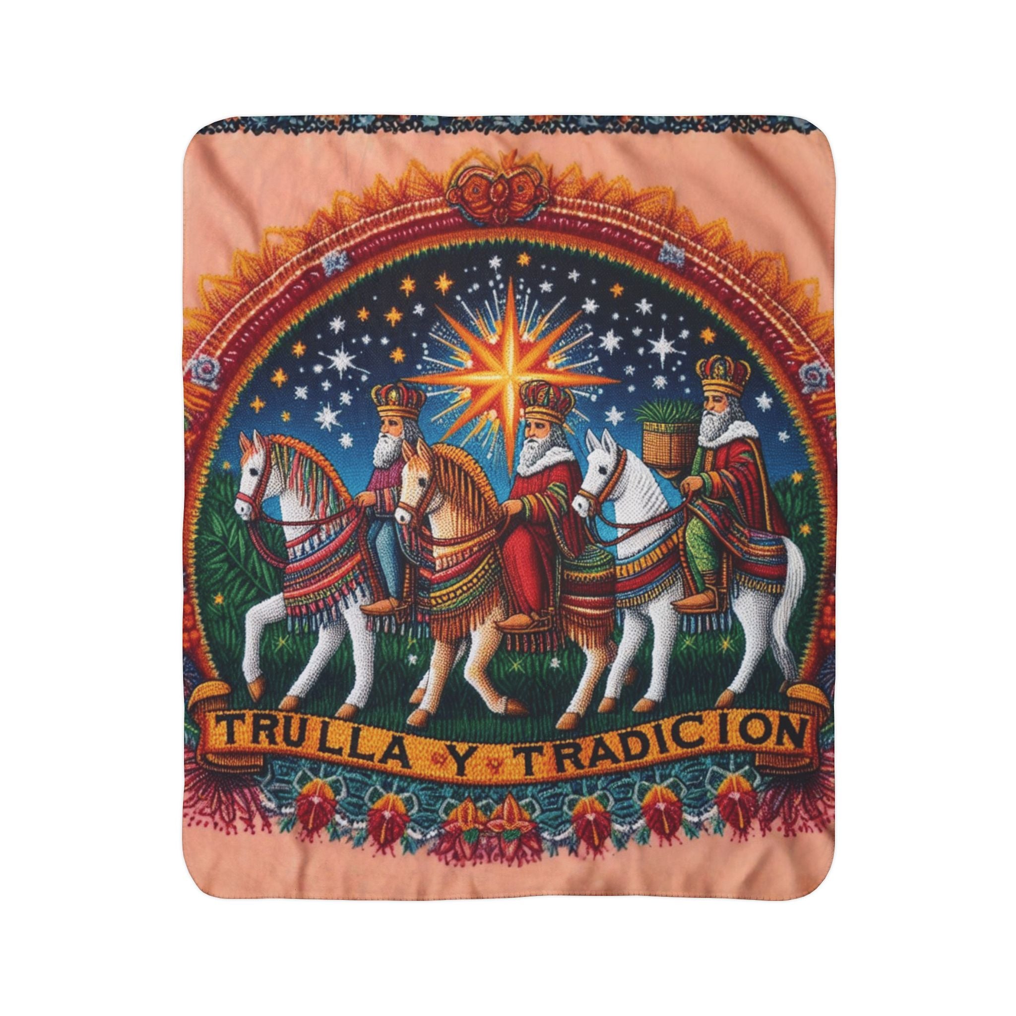 Fleece Sherpa Blanket  'Trulla y Tradición' Three Kings Nativity Throw
