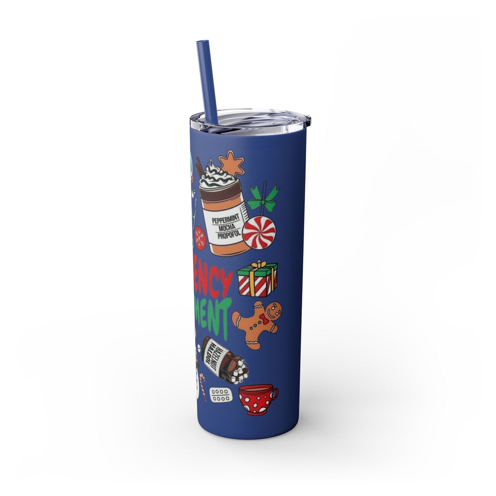 Emergency Department Nurse Christmas Skinny Tumbler - 20oz Holiday Medical Travel Cup with Straw Medical Christmas Mug