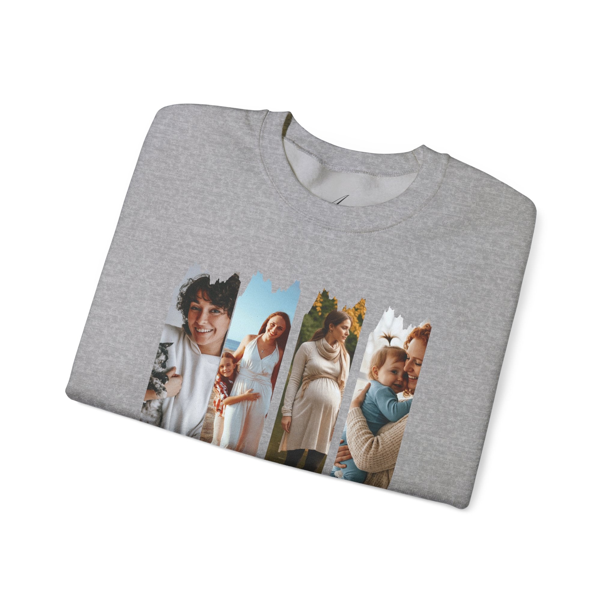 Mama Photo Collage Sweatshirt — "MAMA: clothed in strength & dignity" Sleeve Script