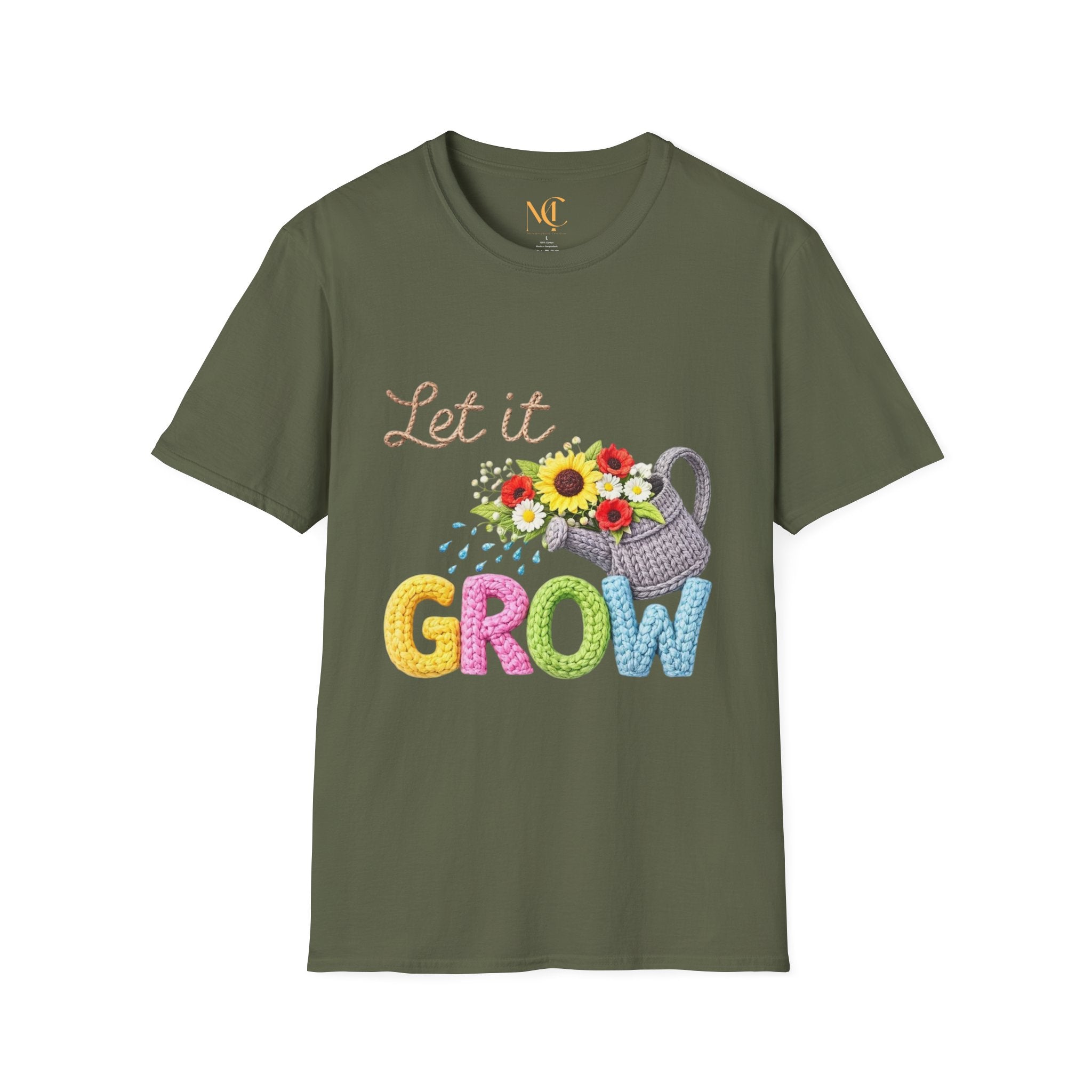 Let It Grow T-Shirt — Floral Watering Can Garden Tee