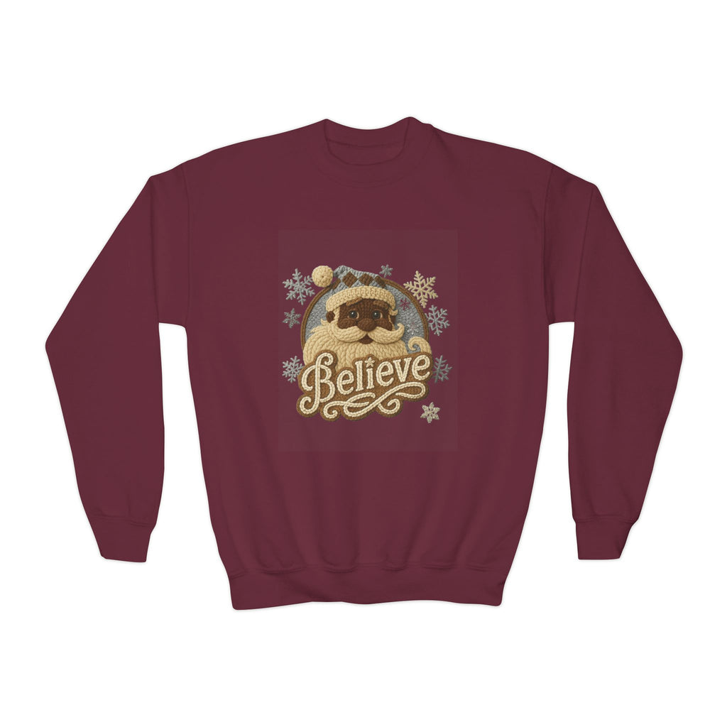 Youth Sweatshirt  'Believe' Cozy Sloth Holiday Crewneck