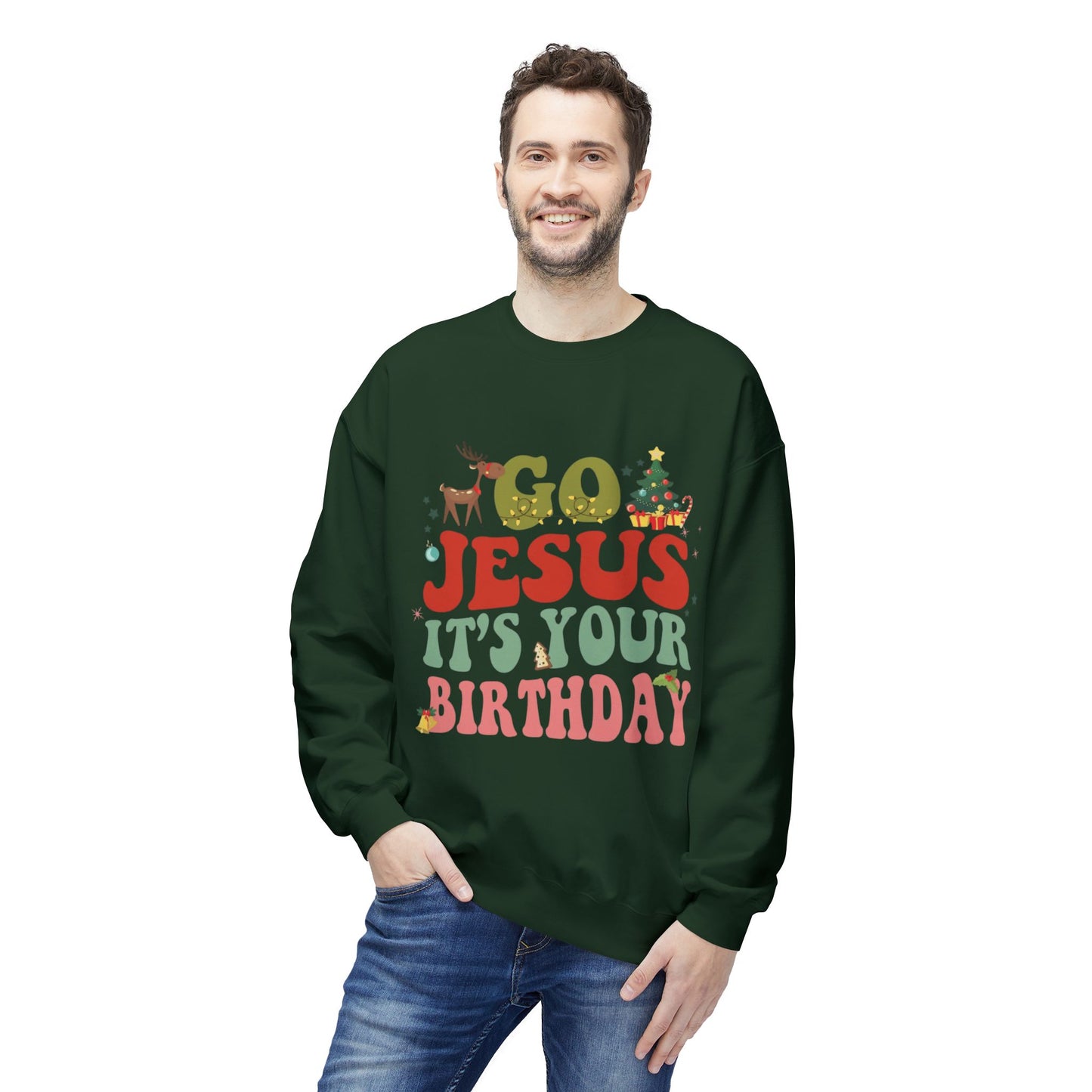 Festive Holiday Designs Go Jesus It’s Your Birthday Christmas Sweatshirt