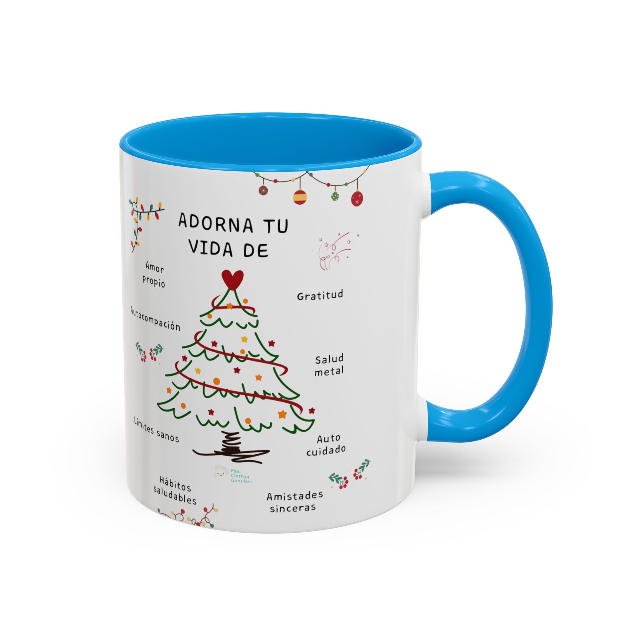 Mug — 'Adorna Tu Vida' Christmas Tree Spanish Holiday Coffee Mug (11oz/15oz)