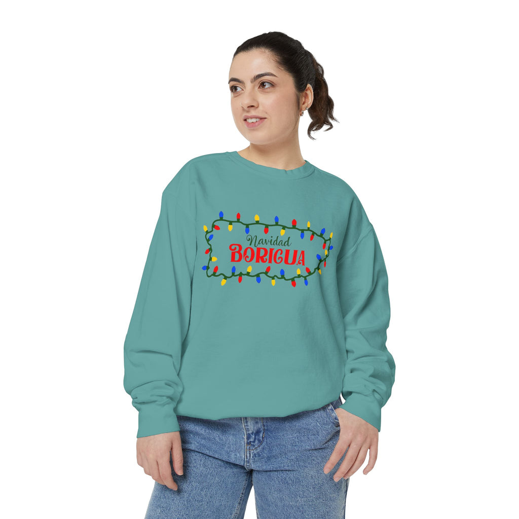 Navidad Boricua Sweatshirt — Puerto Rican Holiday Sweater with Christmas Lights