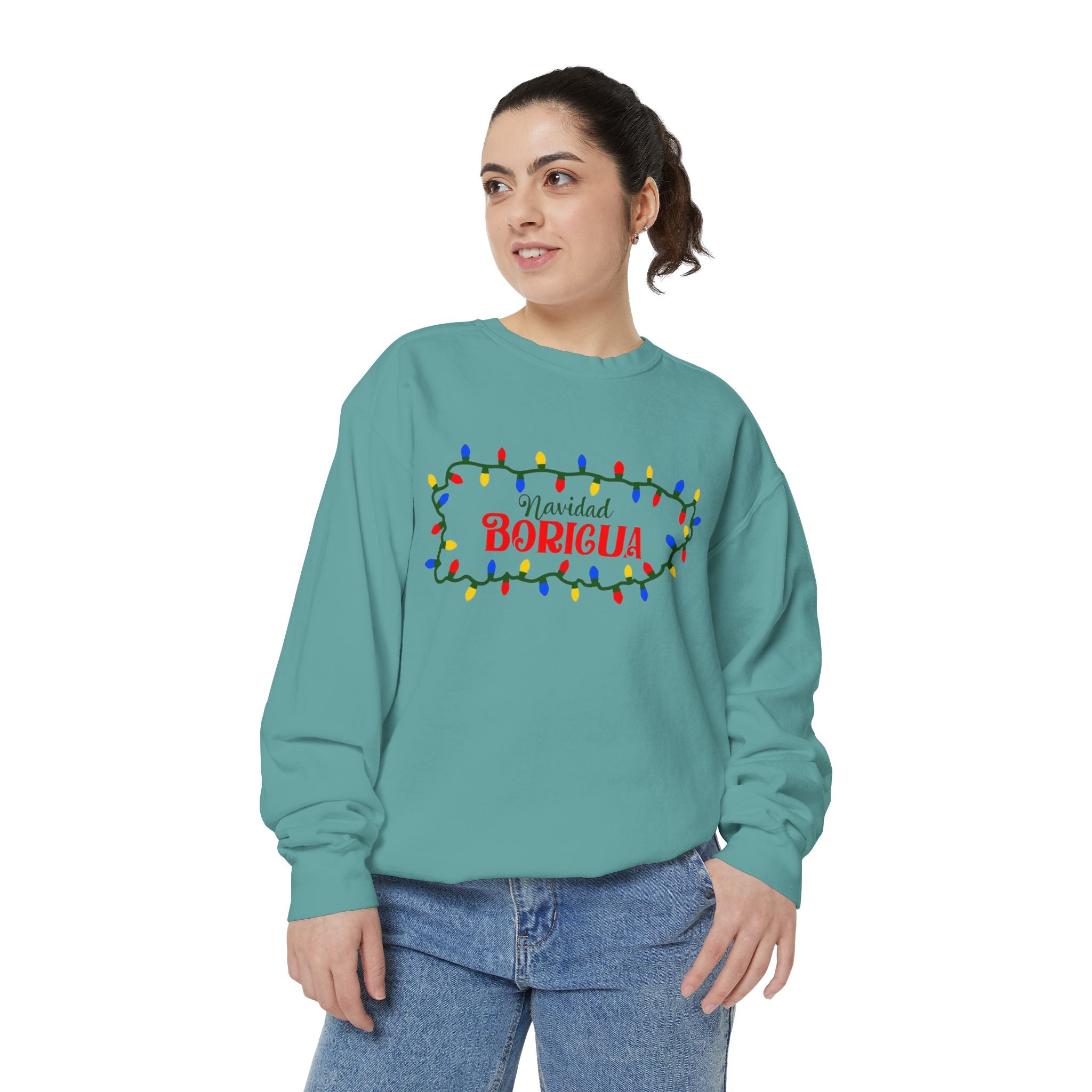 Navidad Boricua Sweatshirt — Puerto Rican Holiday Sweater with Christmas Lights