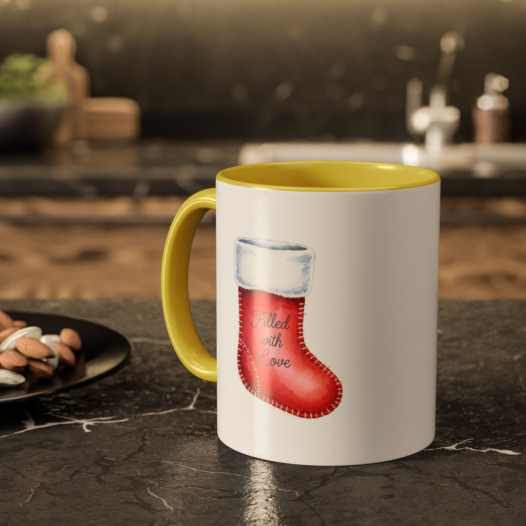 Holiday Mugs Christmas Gift Ideas Hot Cocoa & Coffee Cup Designs Filled with Love - Colorful 11oz & 15oz