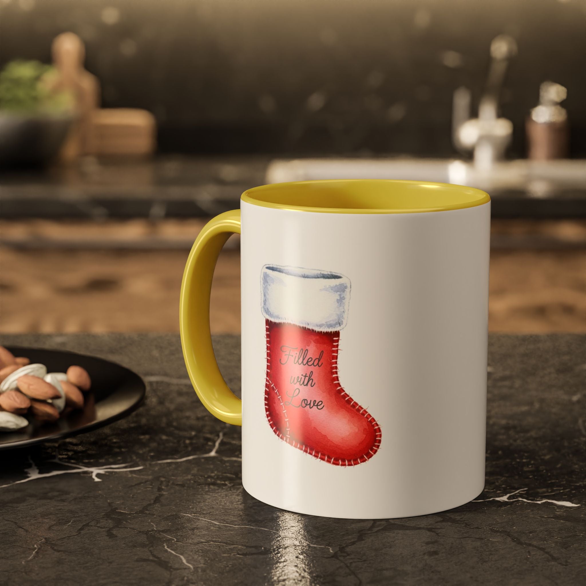 Holiday Mugs Christmas Gift Ideas Hot Cocoa & Coffee Cup Designs Filled with Love - Colorful 11oz & 15oz
