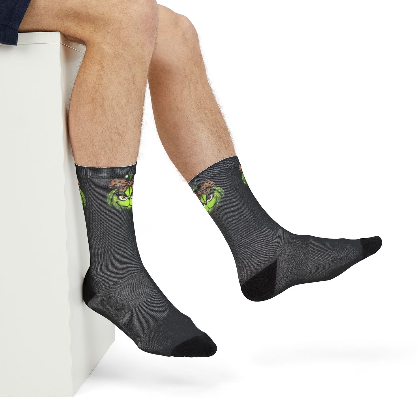 New Christmas Sock Collection! Green Pumpkin Witch Jack-O'-Lantern Crew Socks