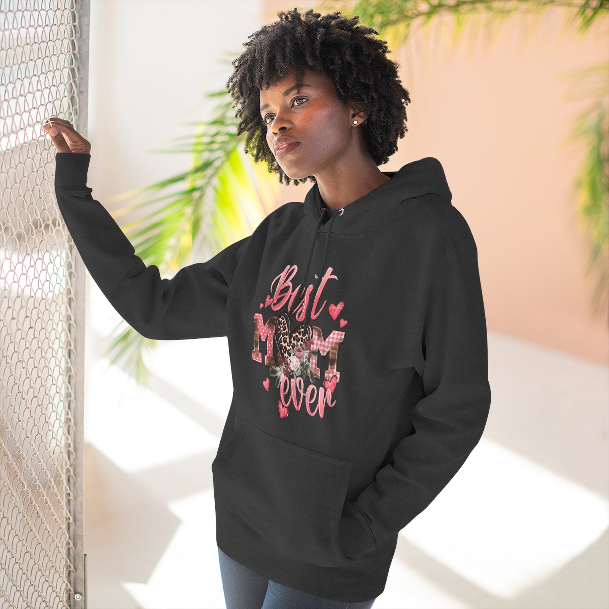 Best Mom Ever Hoodie  Leopard Heart Mother's Day Pullover