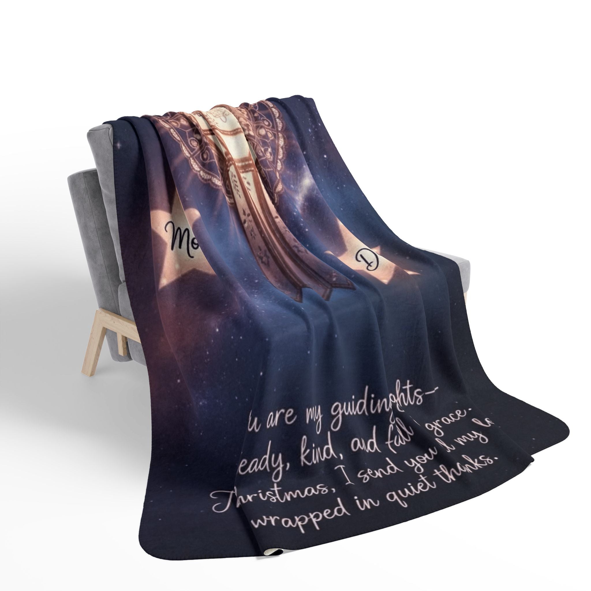 Memorial Christmas Blanket — "You are my guiding lights" Sherpa Throw (Mom & Dad) Holiday Christmas Blanket