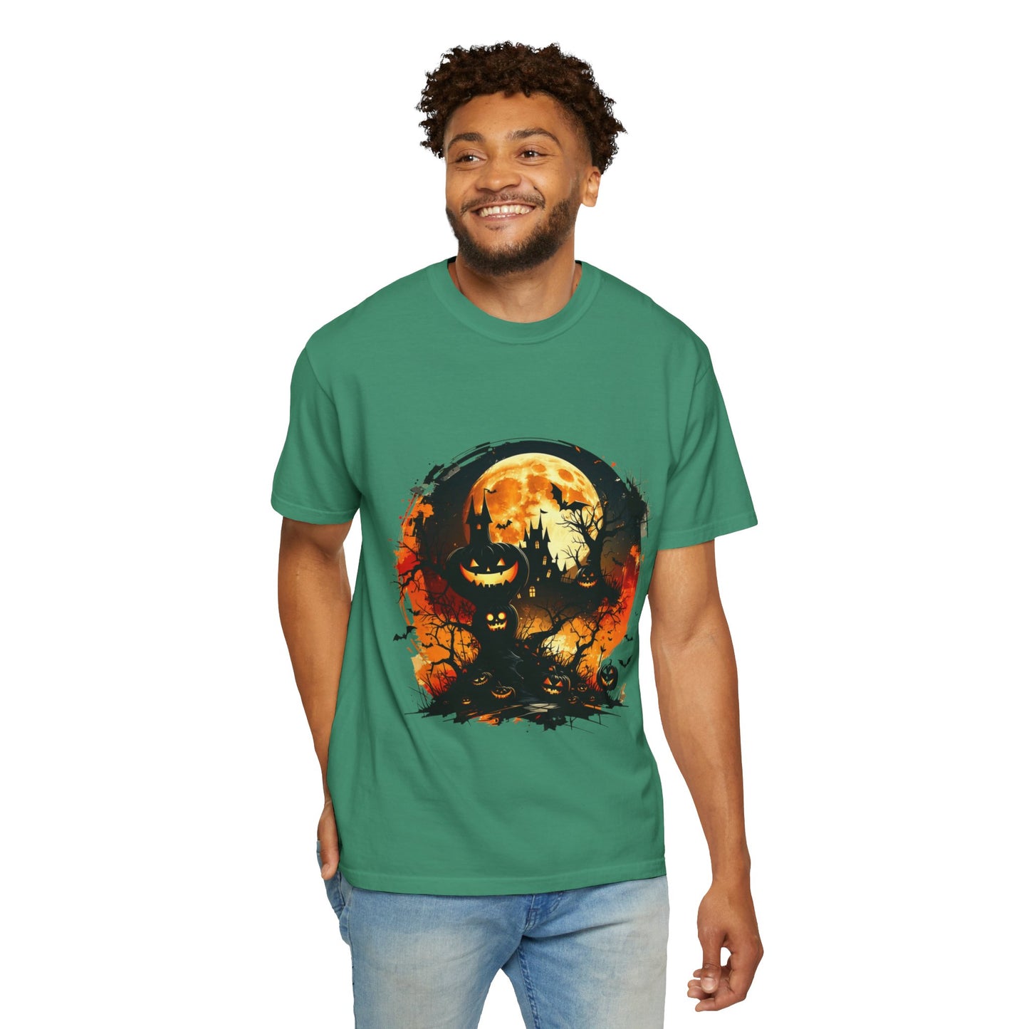 Halloween Moon Graphic T-shirt, Unisex Spooky Shirt, Fall Outfit, October Fest Tee, Halloween Party Wear, Trick or Treat T-shirt