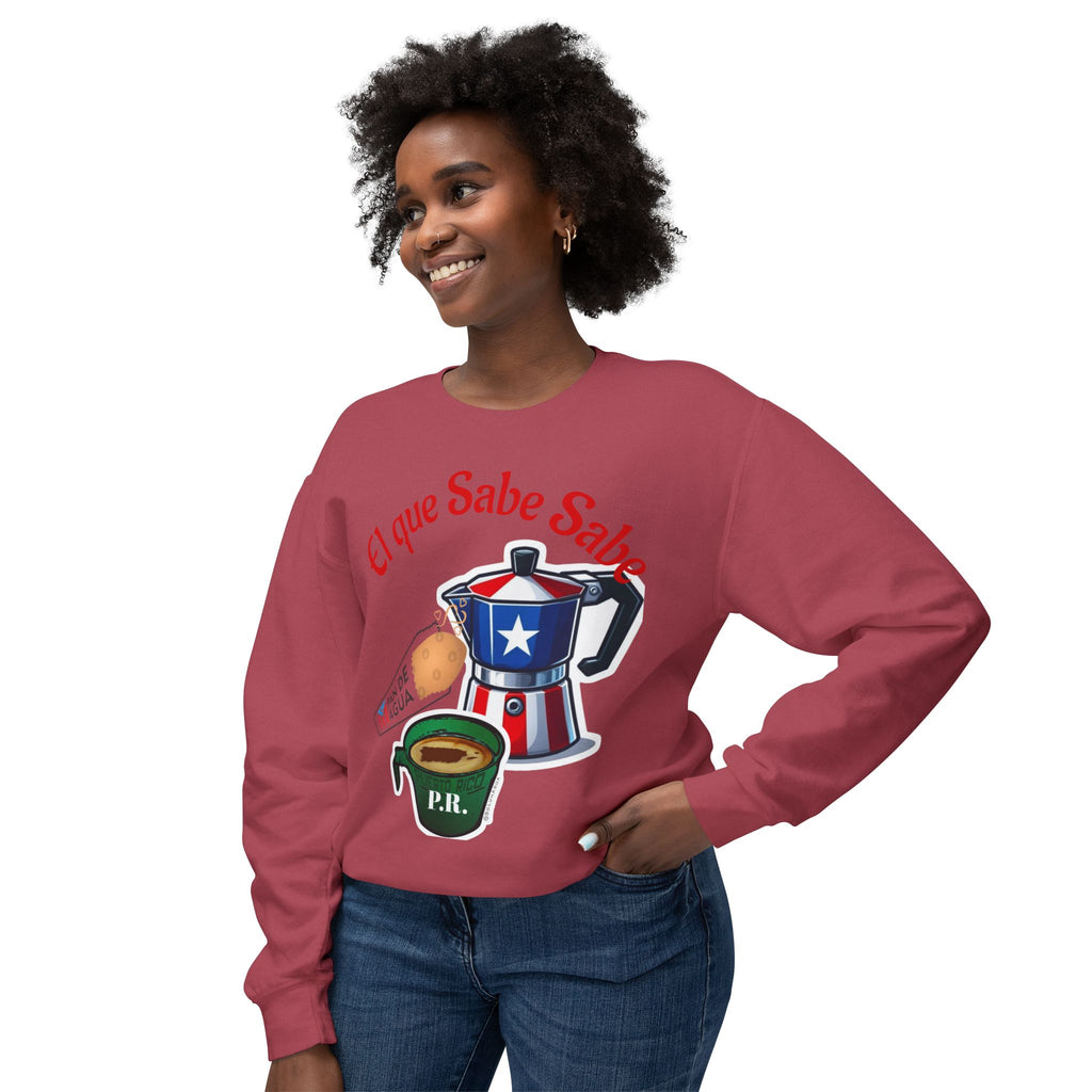 Crewneck Sweatshirt — "El que Sabe Sabe" Puerto Rico Coffee Design