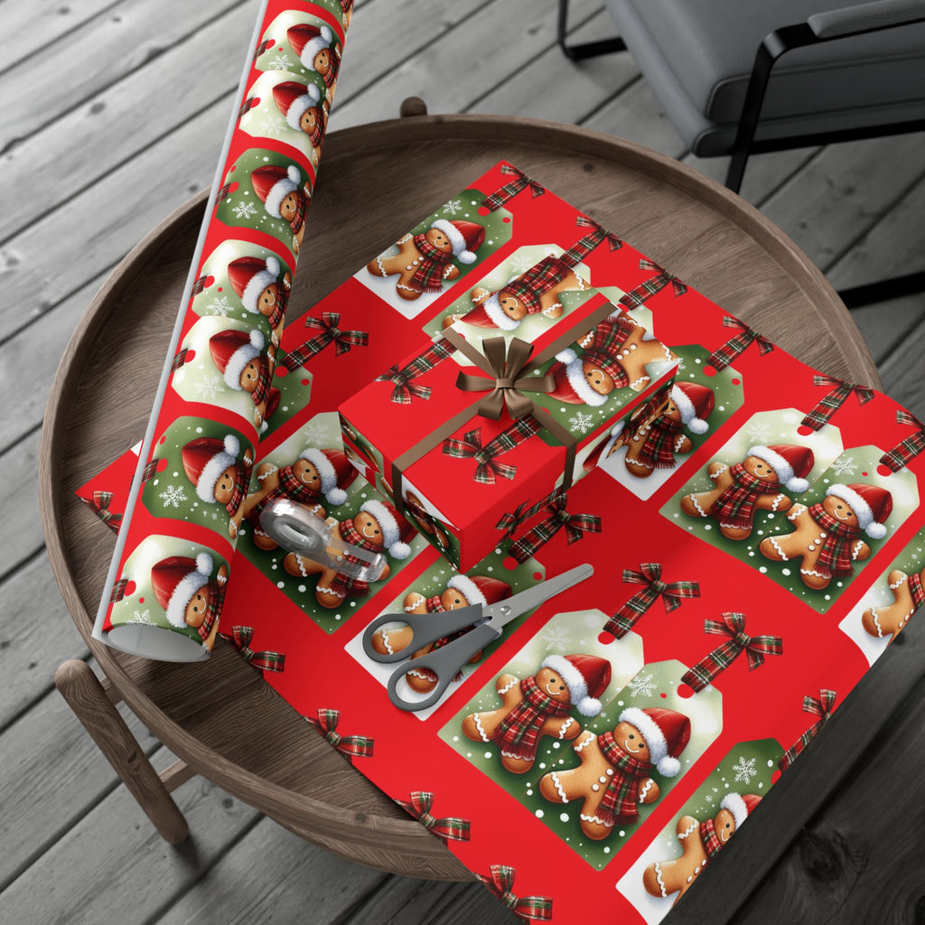 Christmas Gingerbread & Plaid Gift Wrap Paper – Holiday Present Wrapping Sheets