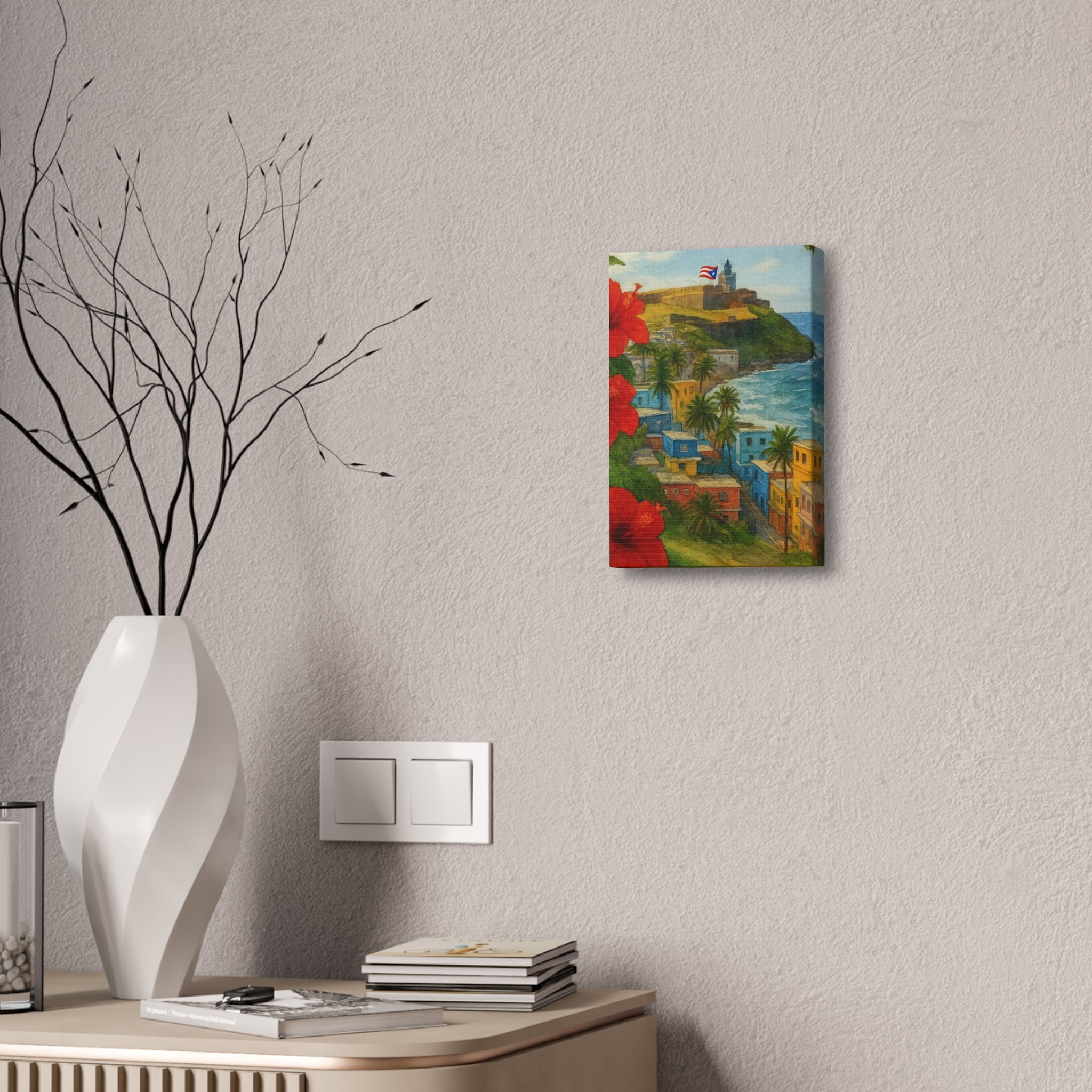 Puerto Rico Coastal Canvas Print — Old San Juan Seaside Wall Art (Stretched 1.5")