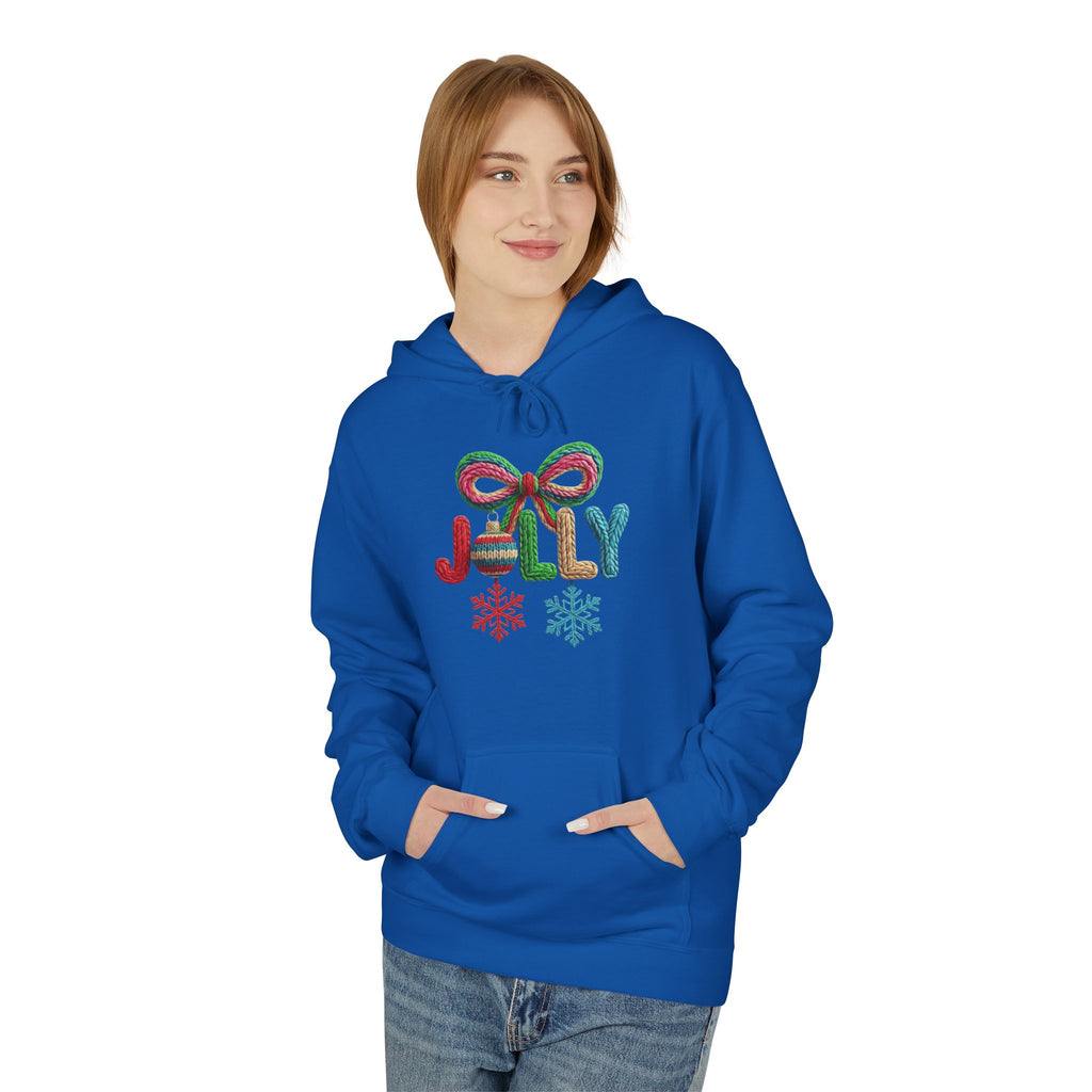 Jolly Candy Cane Holiday Hoodie — "JOLLY" Festive Sweatshirt