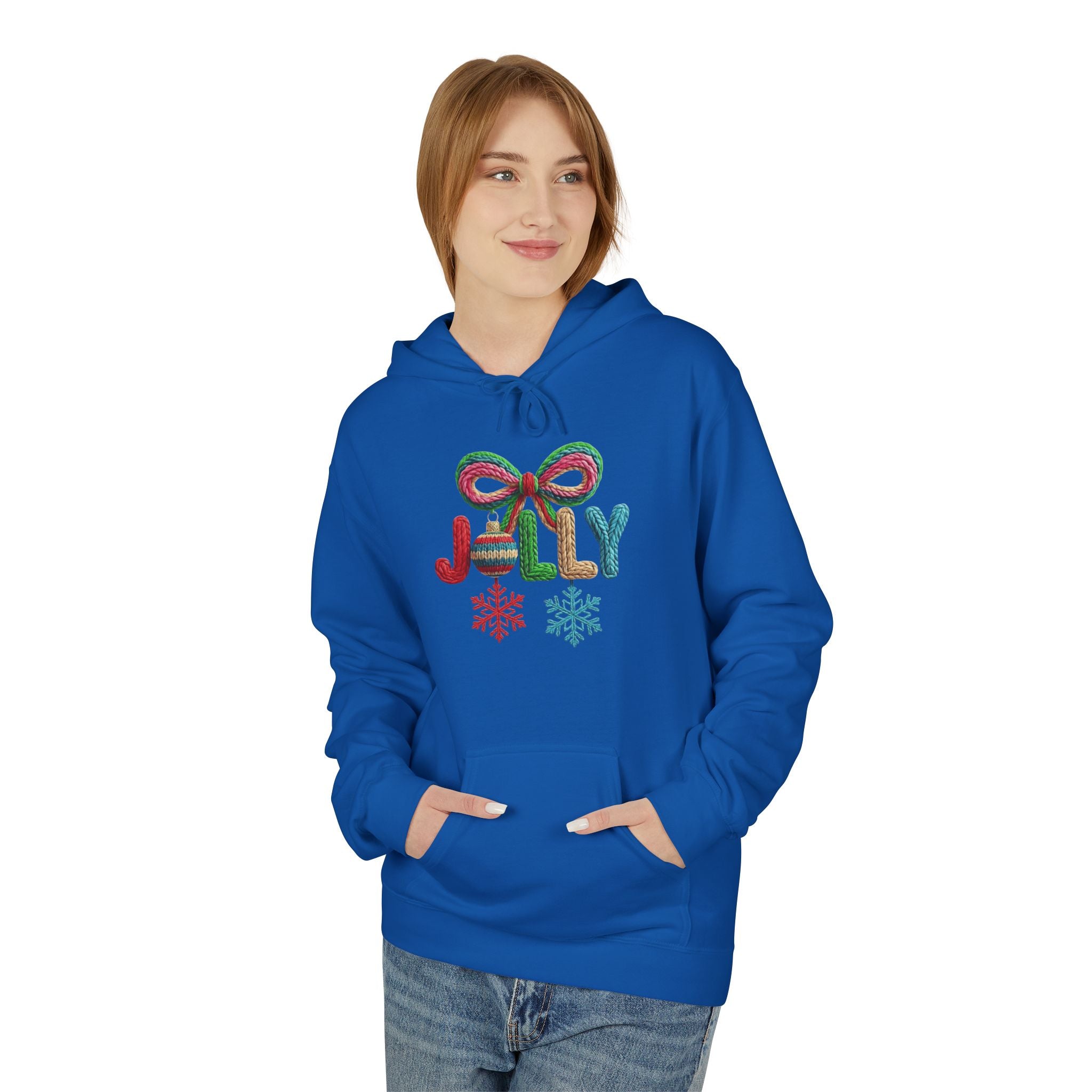 Jolly Candy Cane Holiday Hoodie — "JOLLY" Festive Sweatshirt