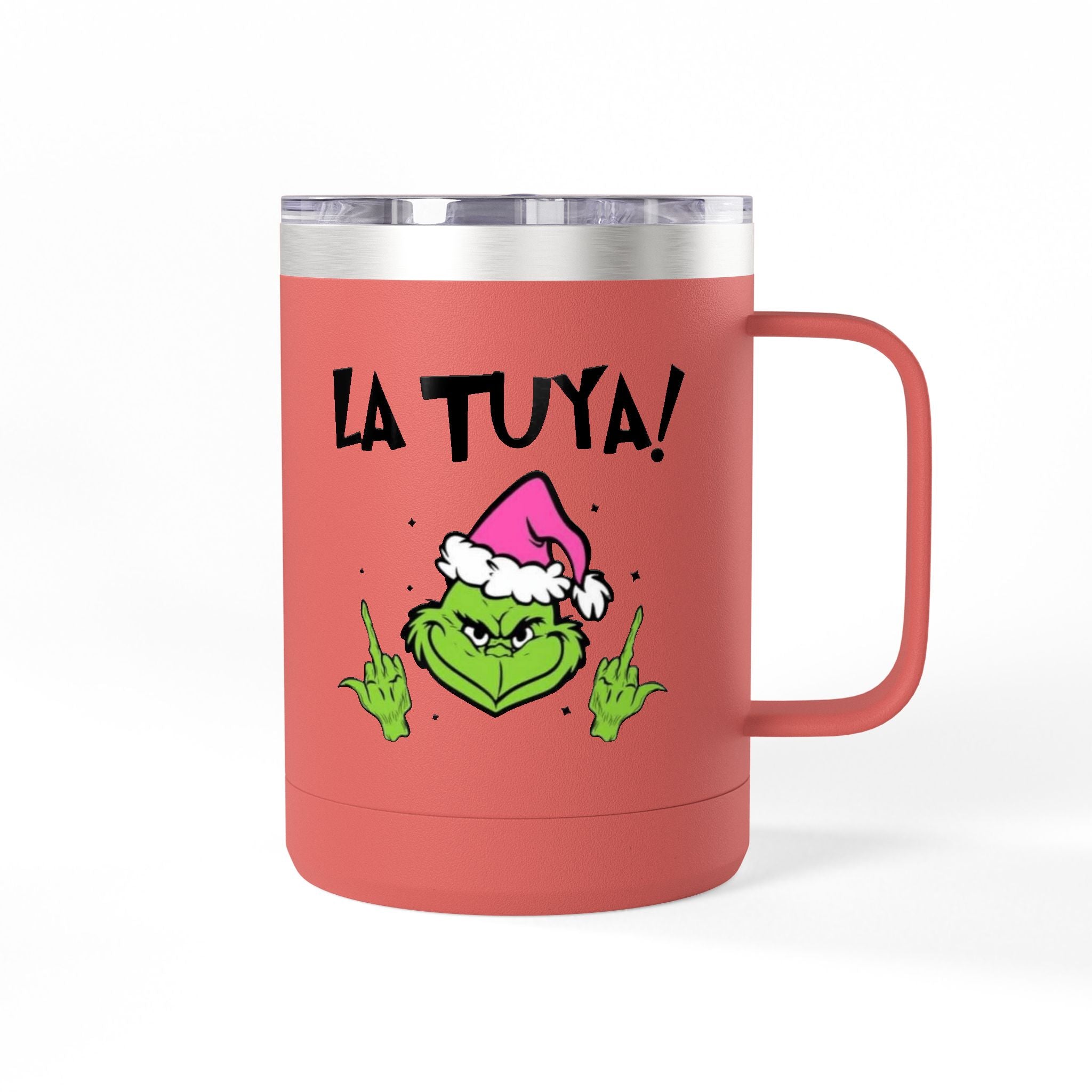 Holiday Grinch Coffee Mug Tumbler - 15oz Vaso / Taza de Acero Inoxidable – Diseño Navideño