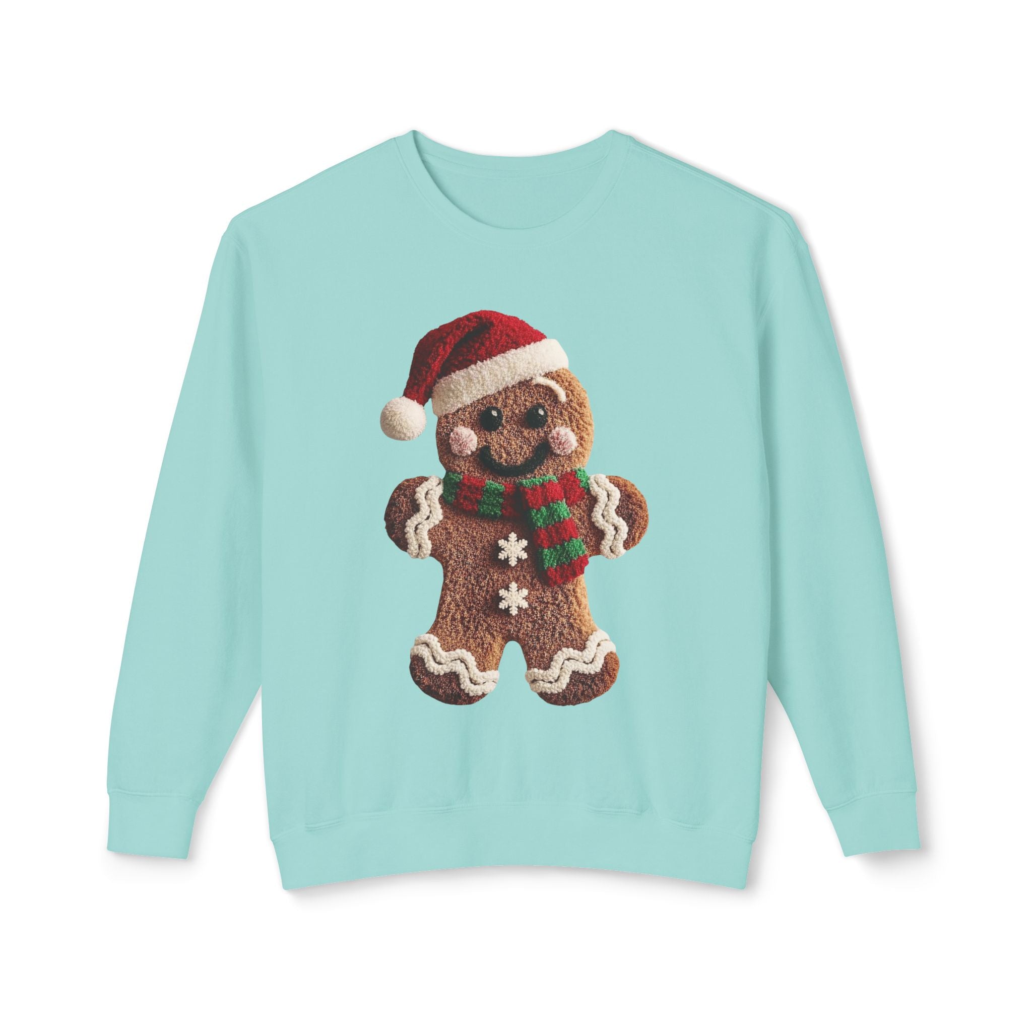 Gingerbread Cookie Christmas Sweatshirt – Cute Santa Hat & Scarf Holiday Crewneck