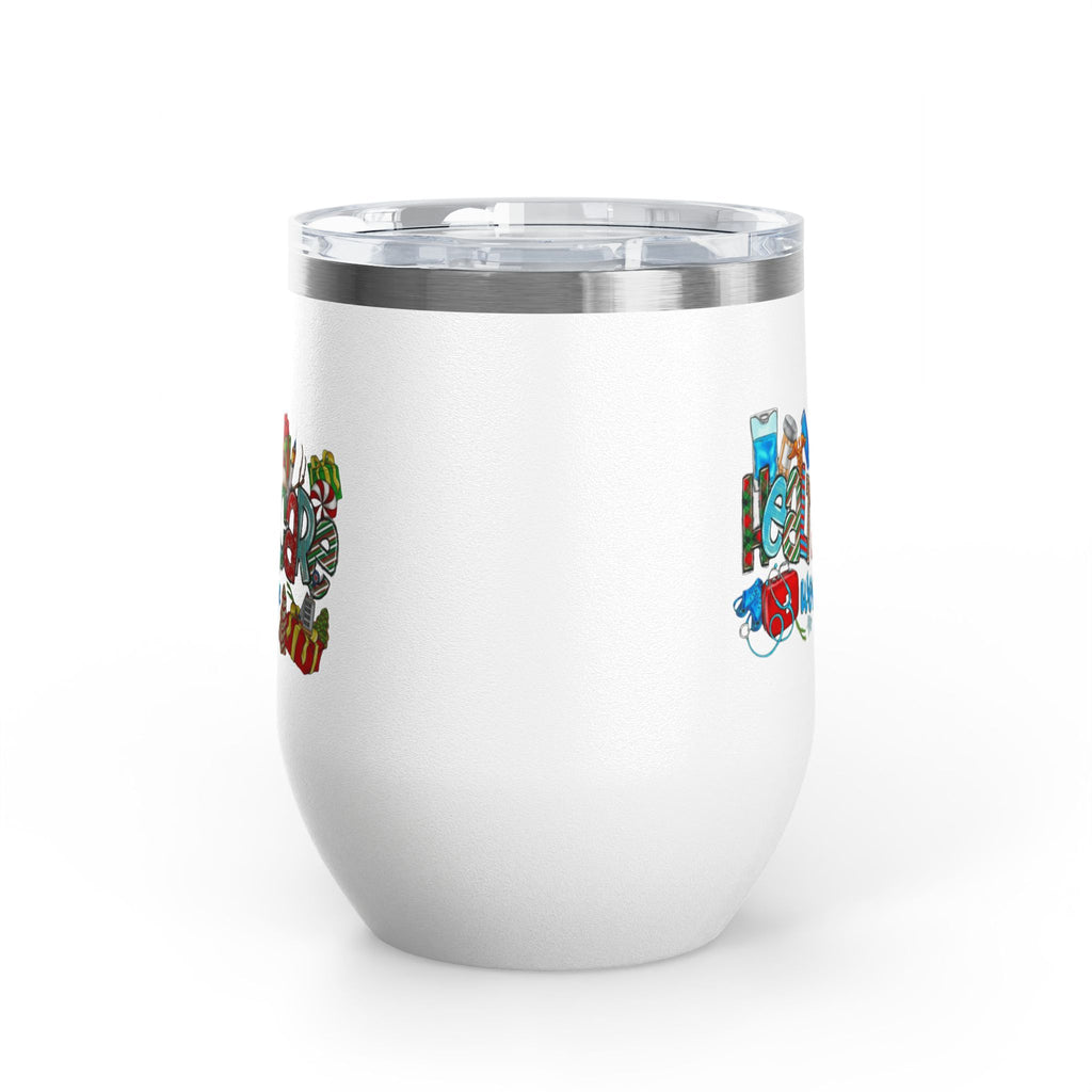 Healthcare Worker 12oz Wine Tumbler — Colorful Holiday Medical Staff Gift Medical Christmas Mug