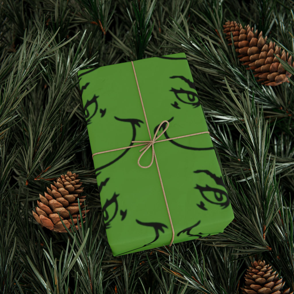The Grench Wrapping Paper Roll  Green Tribal Swirl Gift Wrap (Holiday & Birthday)