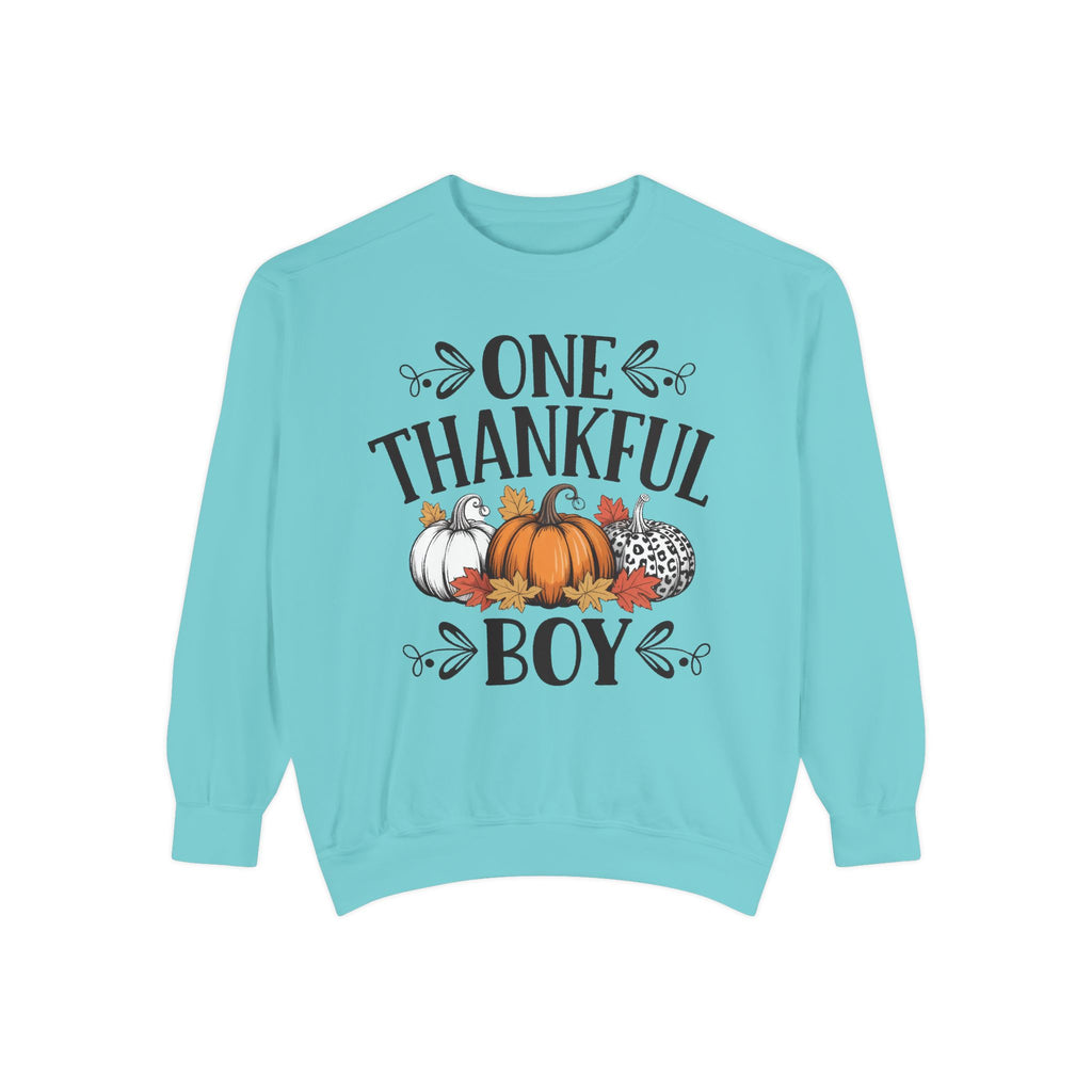 Thankful Boy Sweatshirt  Fall Pumpkin Thanksgiving Crewneck Fall T-Shirts and Sweatshirts Collection