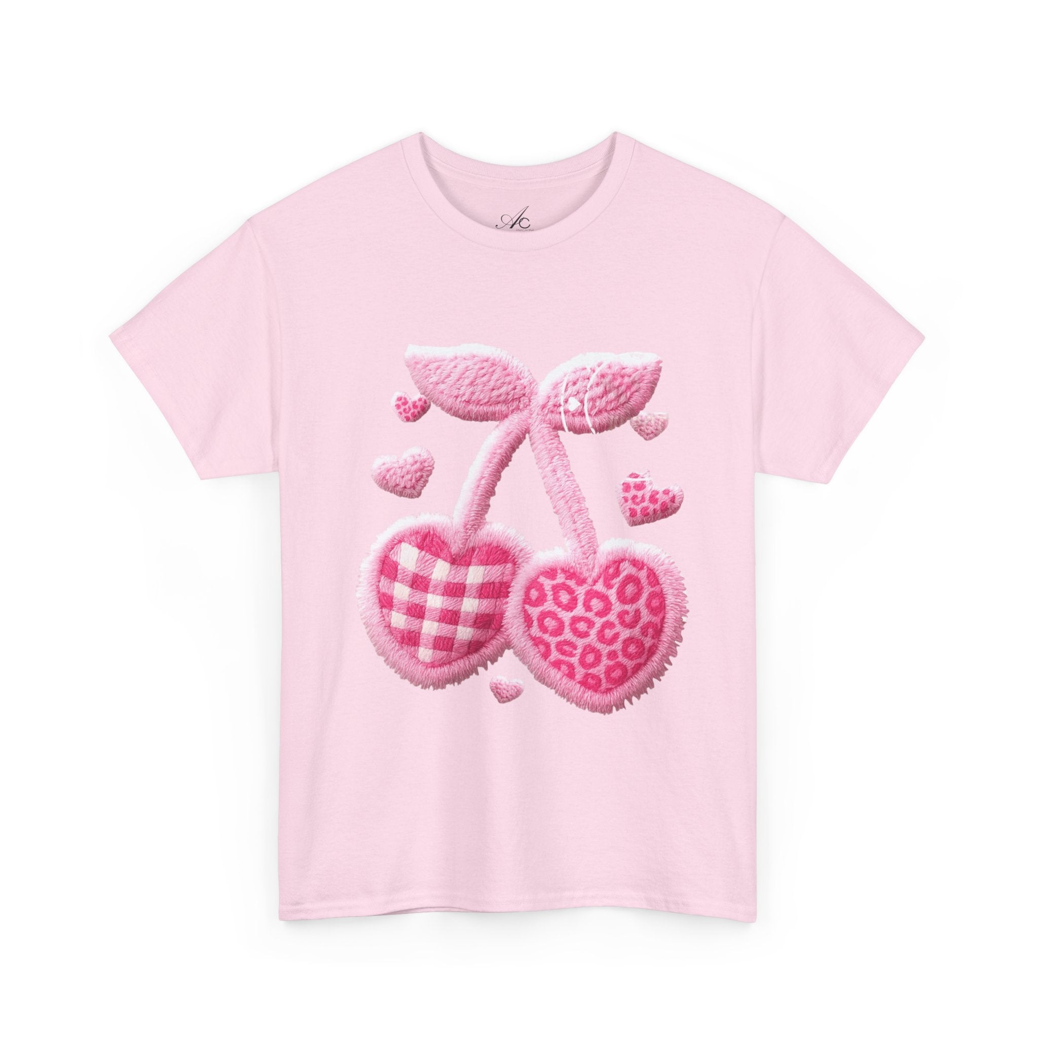 Pink Heart Cherries Tee  LOVE Graphic Valentine T-Shirt