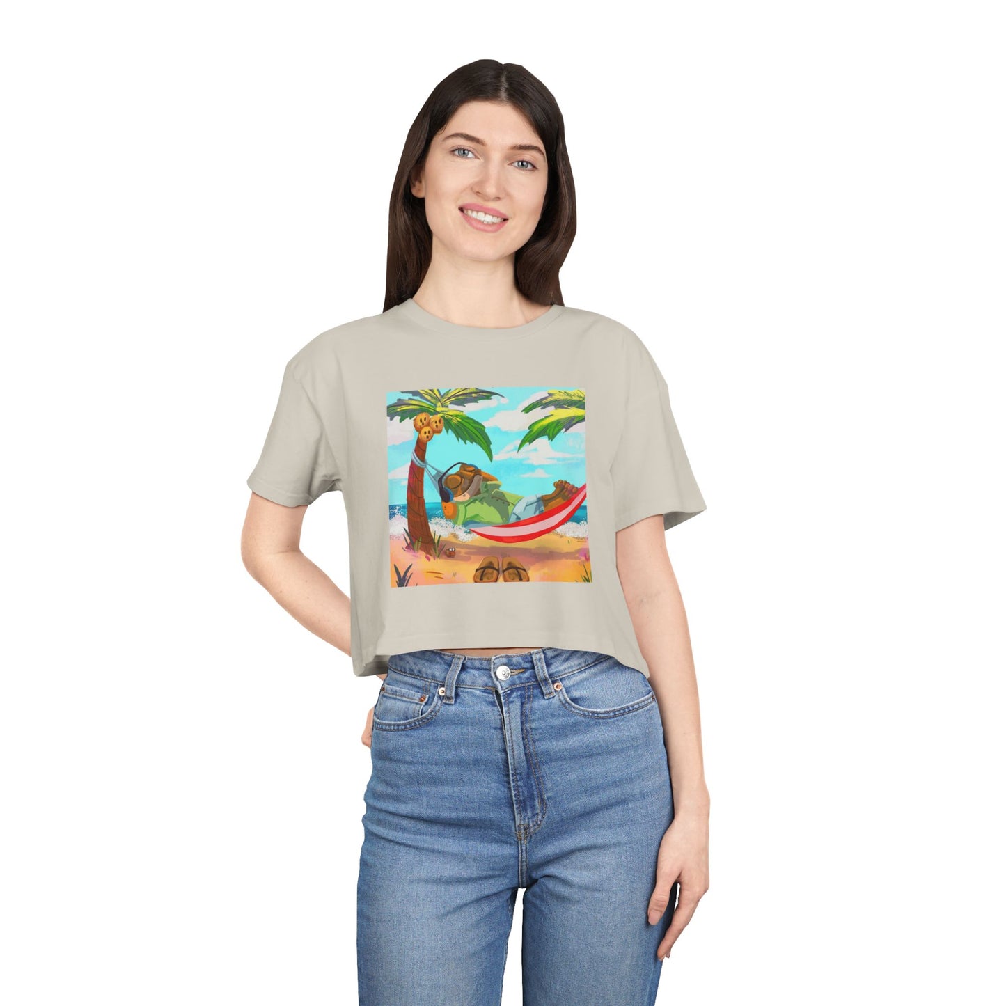 Boriqua T-Shirt Tropical Paradise Crop Tee - Chill Vibes, Women's Casual Top, Summer Style, Beachwear, Vacation Shirt