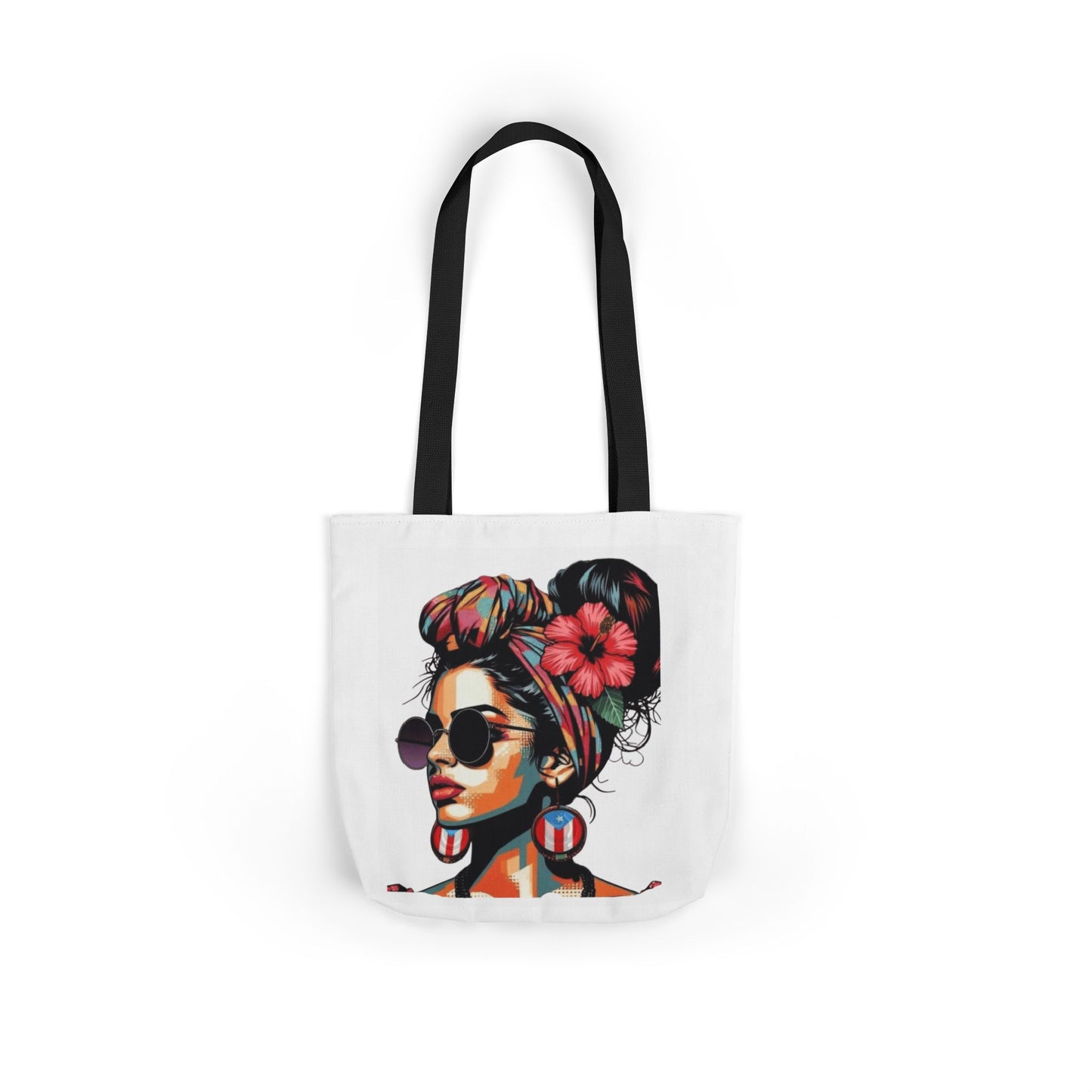 Carry Your Culture – Puerto Rican Pride in Every Step Chic Canvas Tote Bag - Stylish Floral Portrait, Trendy Beach Carryall, Mother's Day Gift, Everyday Shopper, Art Lovers Essential