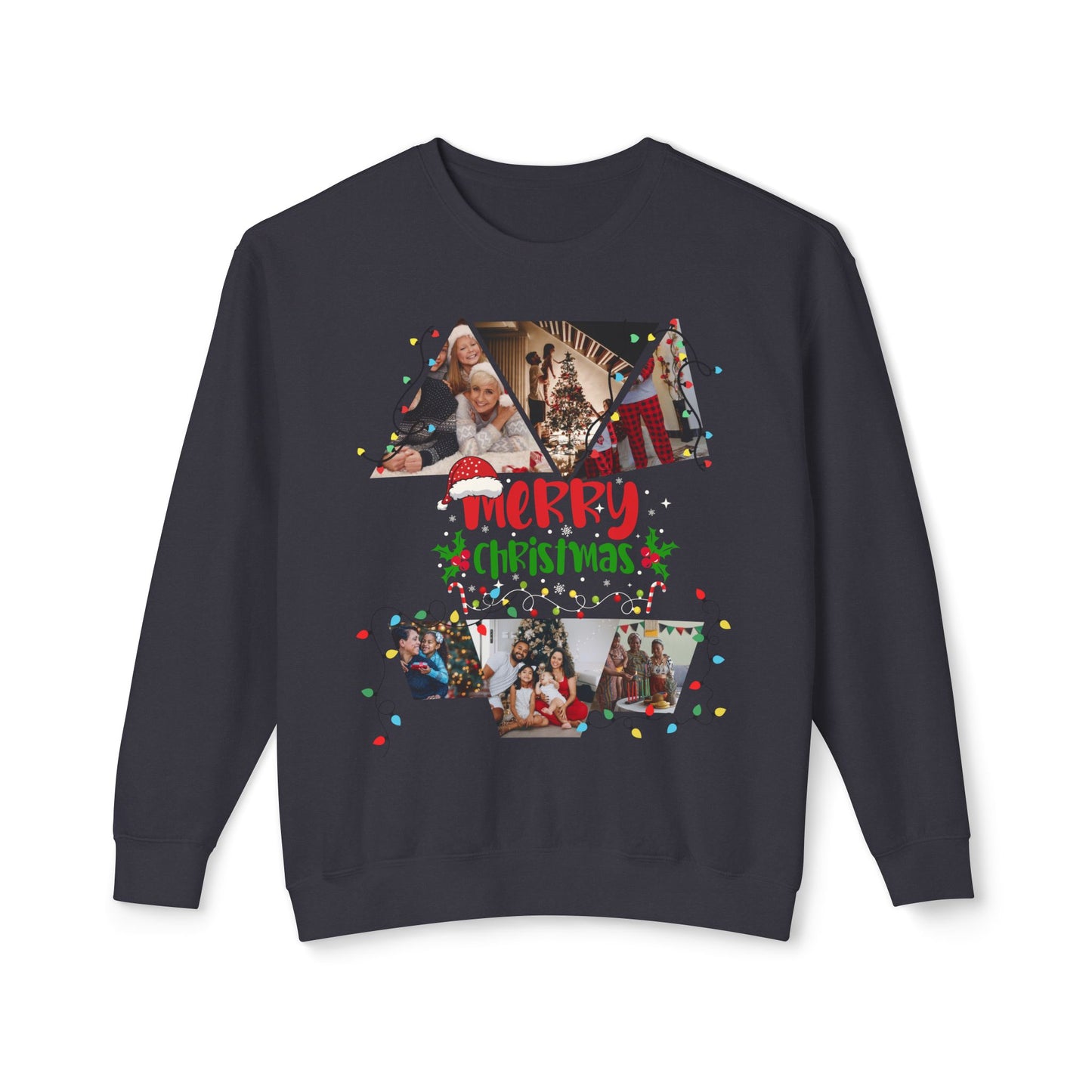 Christmas Photo Collage Sweatshirt — "Merry Christmas" Holiday Crewneck
