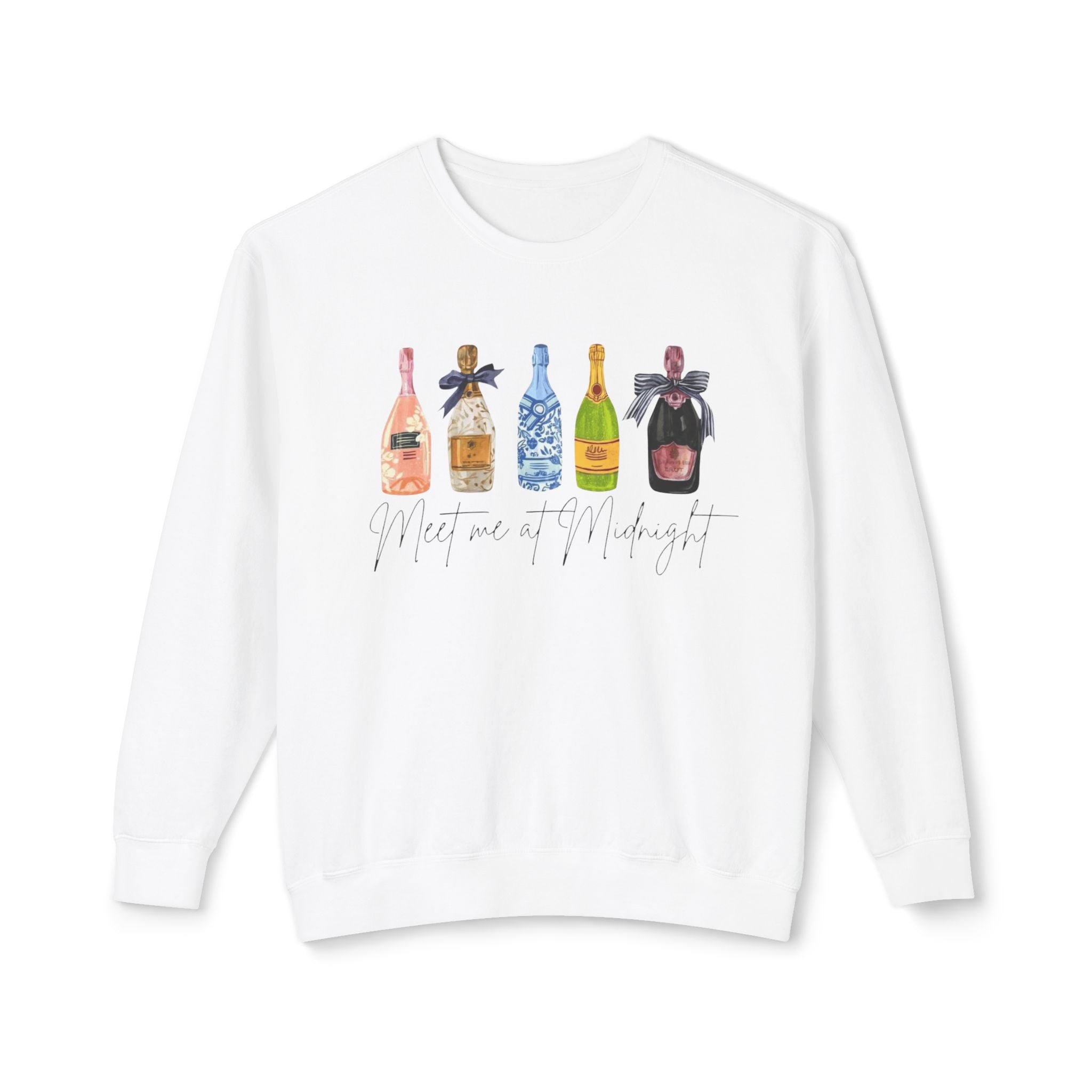 Champagne Bottles Crewneck Sweatshirt  Celebratory Bubbly Graphic