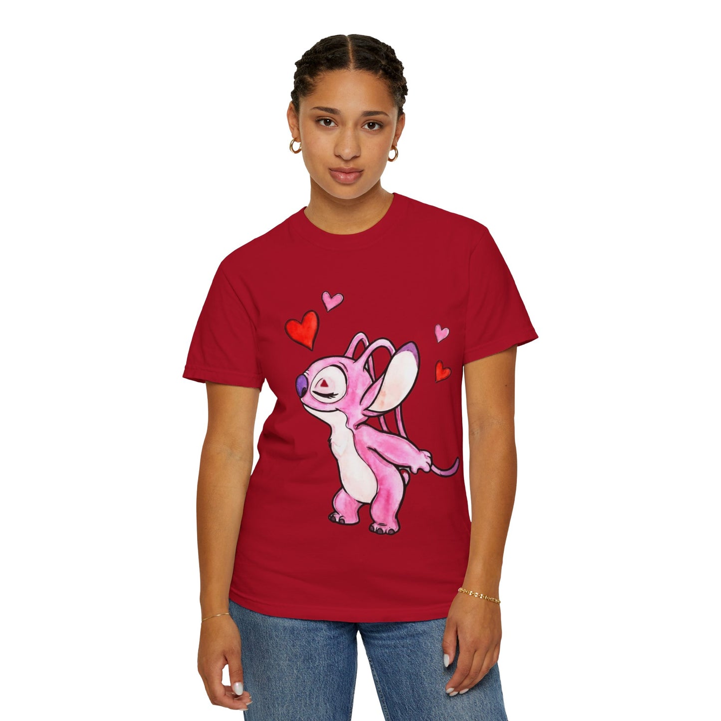 T-Shirt — Cute Pink Cartoon Creature with Hearts | Valentine’s Gift Tee