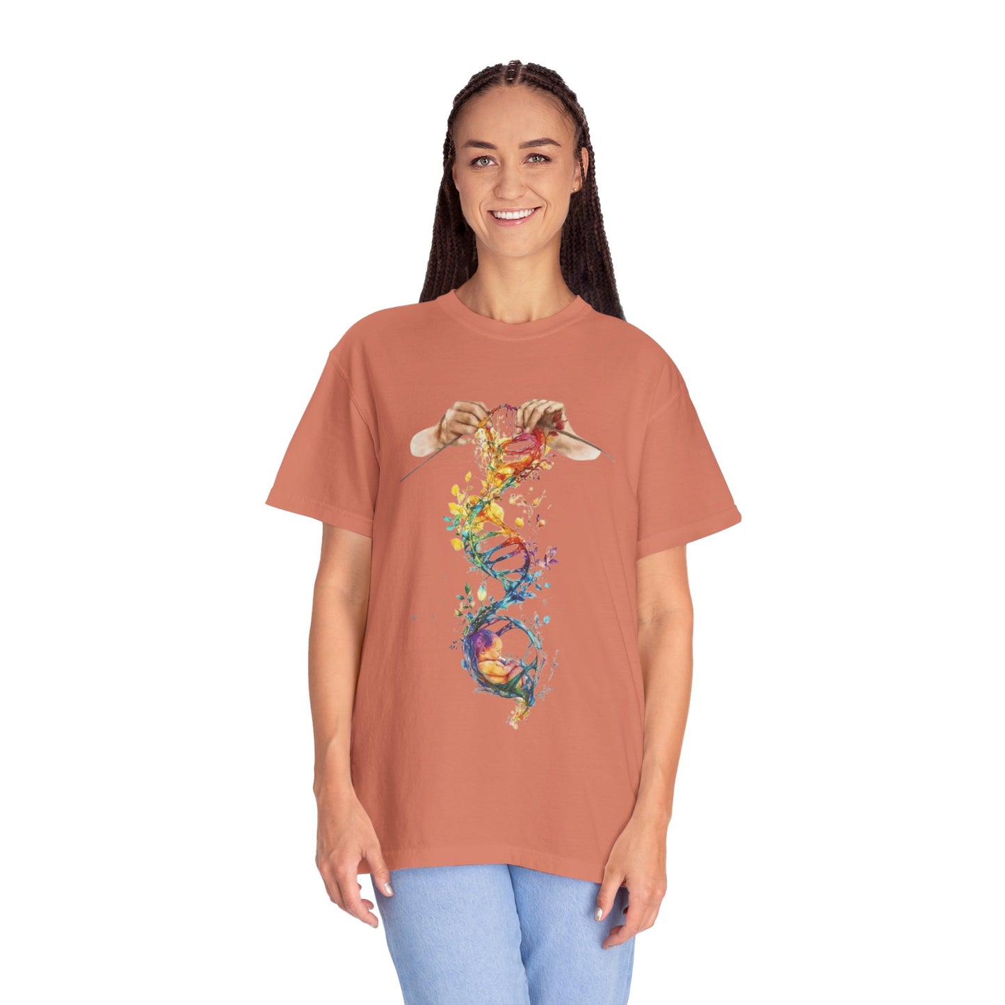 👚 Soft. Stylish. Mom-approved. Order now and gift her something she'll actually wear! Colorful DNA Art Unisex T-shirt, Science Tee, Creative Garment, Gift for Scientists,
