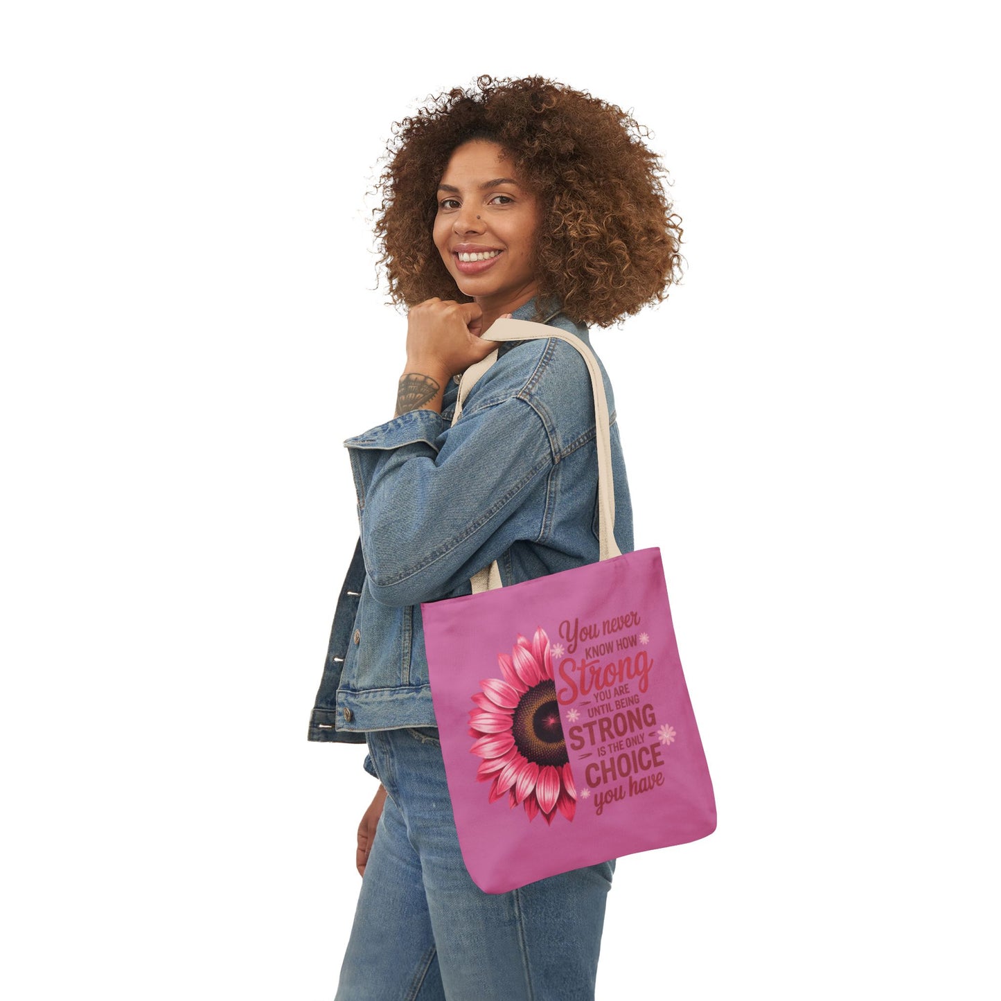 Cancer Survivor Hope Collection Inspirational Canvas Tote Bag with Floral Design