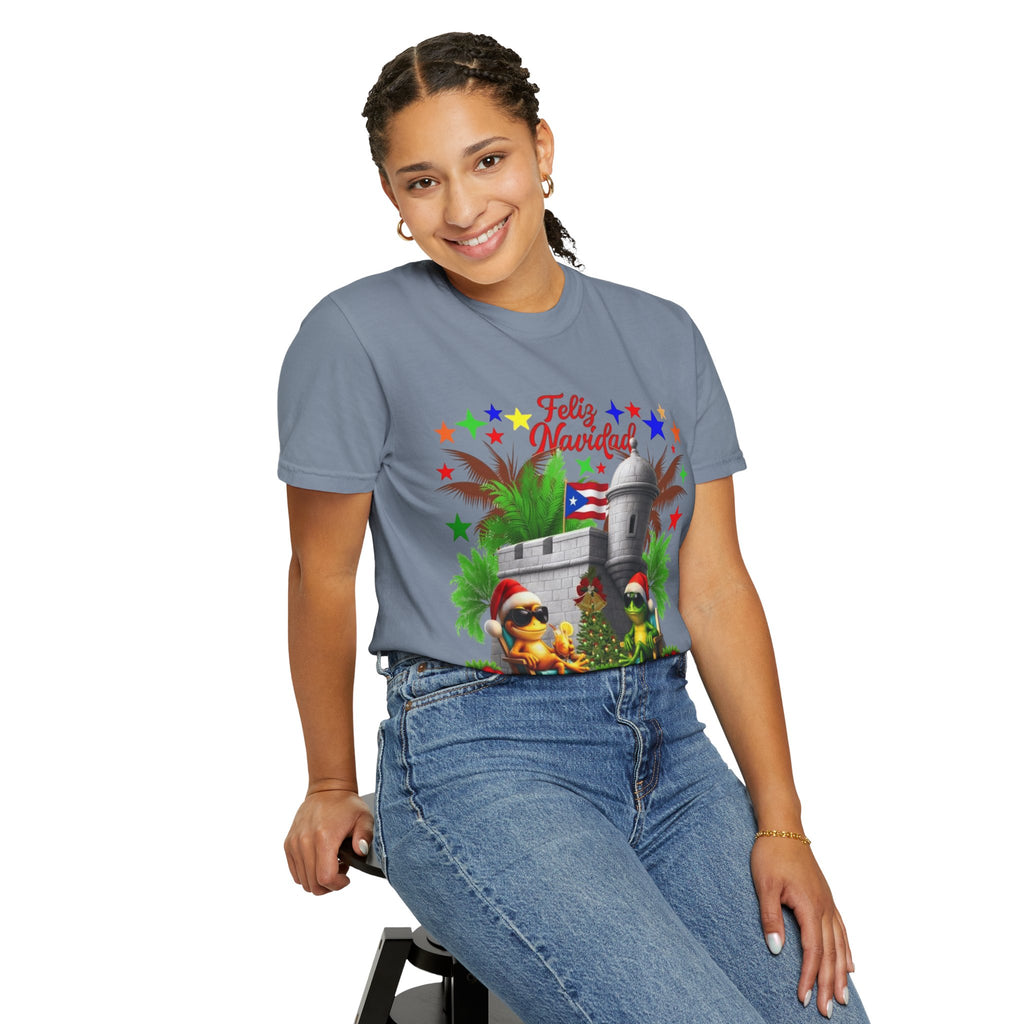 Feliz Navidad Puerto Rico T-Shirt  Castillo & Coquí Holiday Tee Puerto Rico Navidades