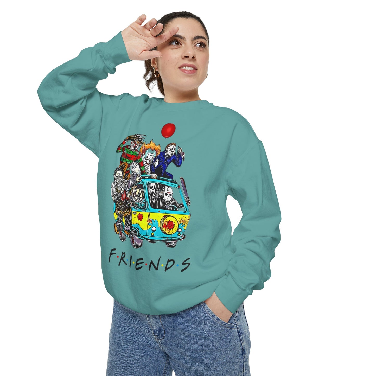 Friends-Inspired Unisex Garment-Dyed Sweatshirt, Cozy Casual Wear, Unique Graphic Sweatshirt, Perfect Gift, Everyday Style