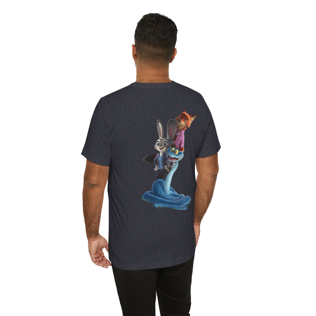 Animated Character Tee — Cute Fox & Bunny Stack Graphic T-Shirt  cartoon-style Christmas artwork