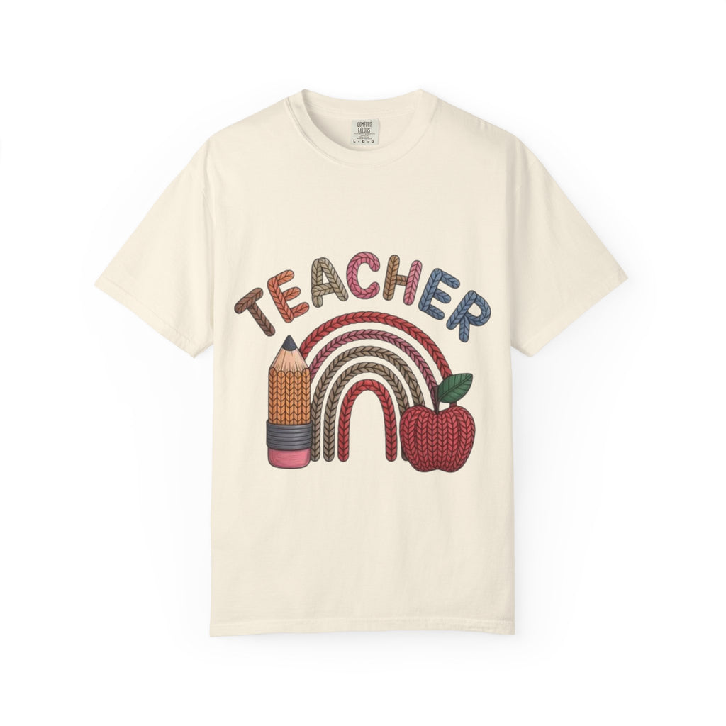 Teacher Rainbow Pencil & Apple T-Shirt — Back-to-School Gift for Educators