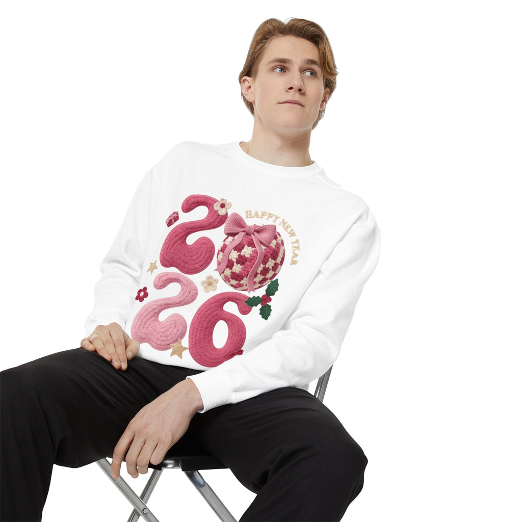 Happy New Year 2026 Sweater  Pink Festive Graphic Sweatshirt