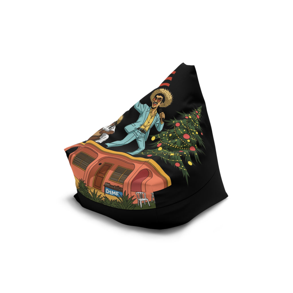 Puerto Rico Navidades Benito Bean Bag Chair Cover  Retro Camper Vibes Graphic (Man in Straw Hat, Palm Trees & Trailer)