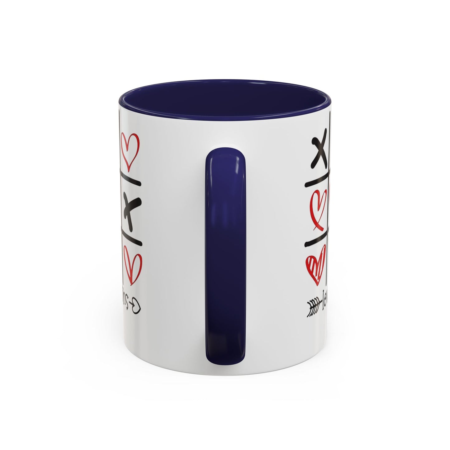 Love Wins Tic-Tac-Toe Heart Accent Coffee Mug — Romantic Valentine 11/15oz