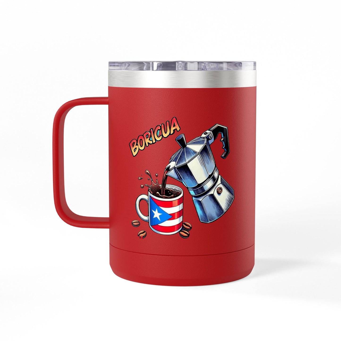 Puerto Rican Coffee Mug Tumbler, 15oz | Great Gift for Coffee Lovers, Unique Kitchen Decor, Perfect for Birthdays & Holidays