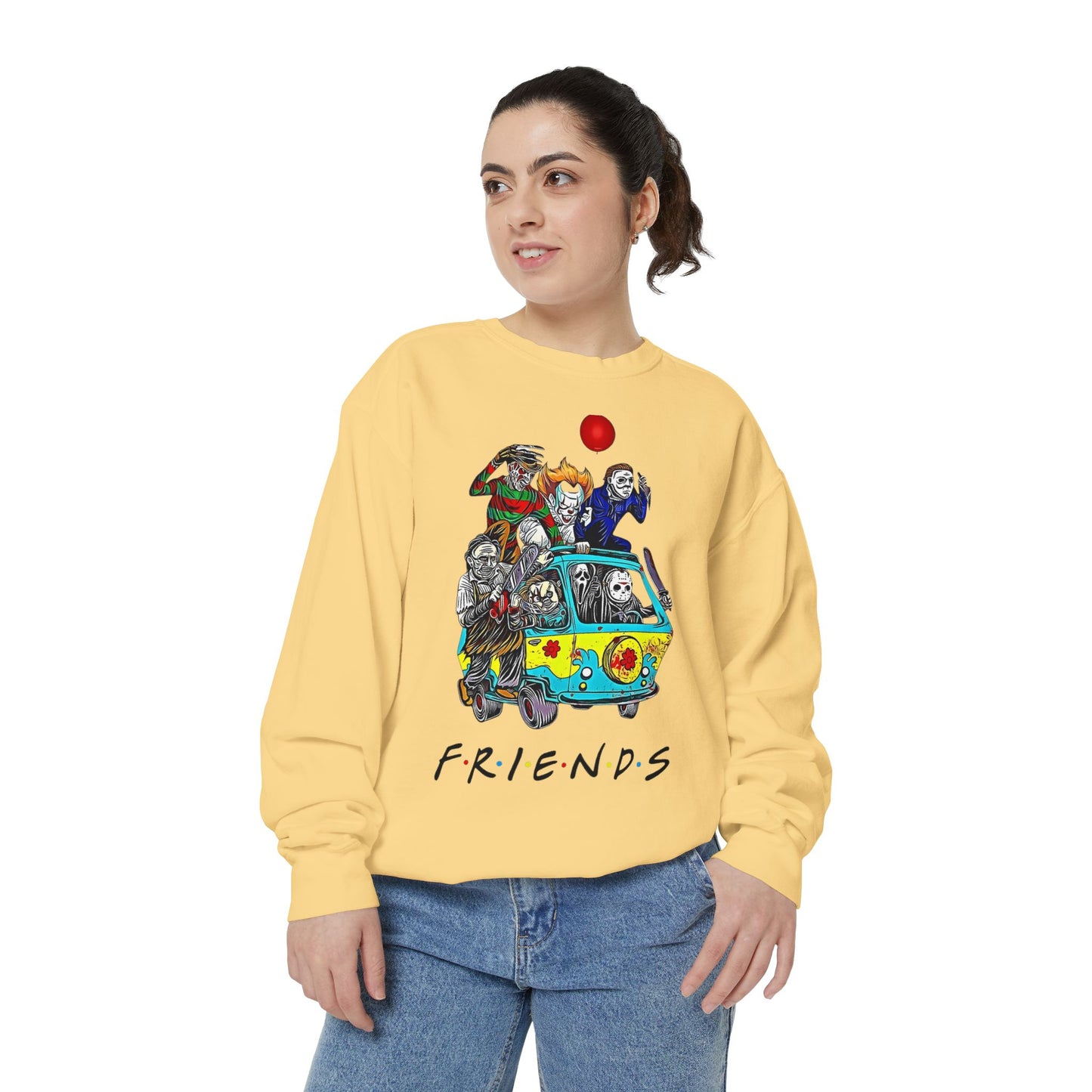 Friends-Inspired Unisex Garment-Dyed Sweatshirt, Cozy Casual Wear, Unique Graphic Sweatshirt, Perfect Gift, Everyday Style