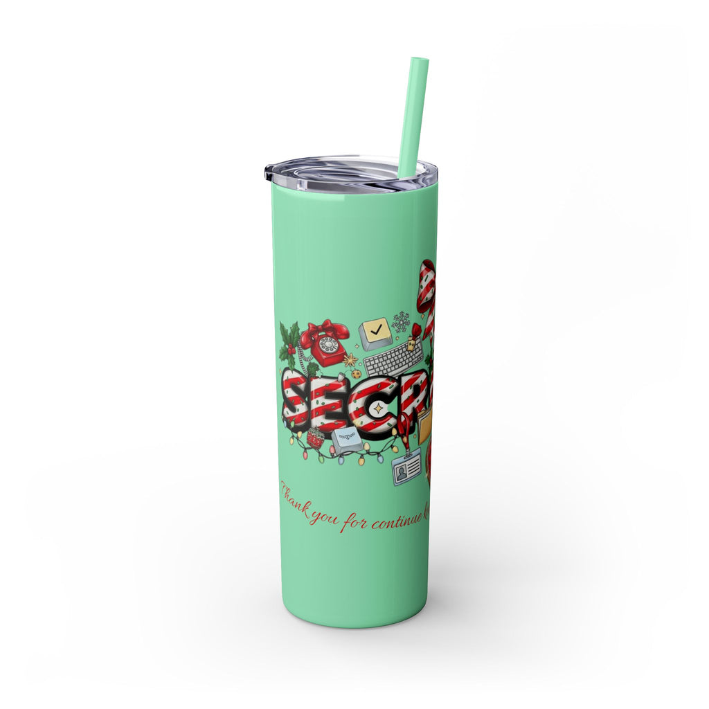 Christmas mug for the office team who keeps everything running smoothly. Candy Cane Christmas Office Secret Santa Design, 20oz with Straw