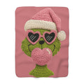 Magical Christmas Cartoon Blanket Grinch-Inspired Sherpa Fleece Blanket Cozy Holiday Plush Throw with Heart Sunglasses Design