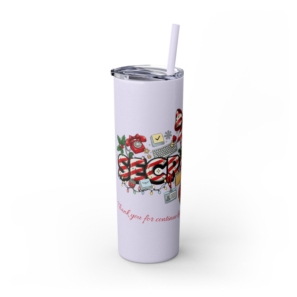 Christmas mug for the office team who keeps everything running smoothly. Candy Cane Christmas Office Secret Santa Design, 20oz with Straw
